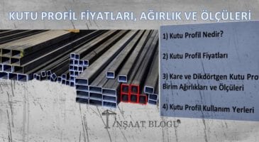 kutu profil fiyatları birim ağırlık ve ölçüleri