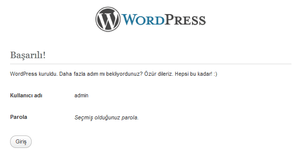 wordpress kurulumu 2